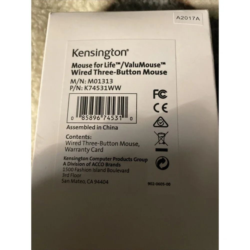 Kensington K745331WW Mouse for Life USB Wired 3-Button Mouse BLACK